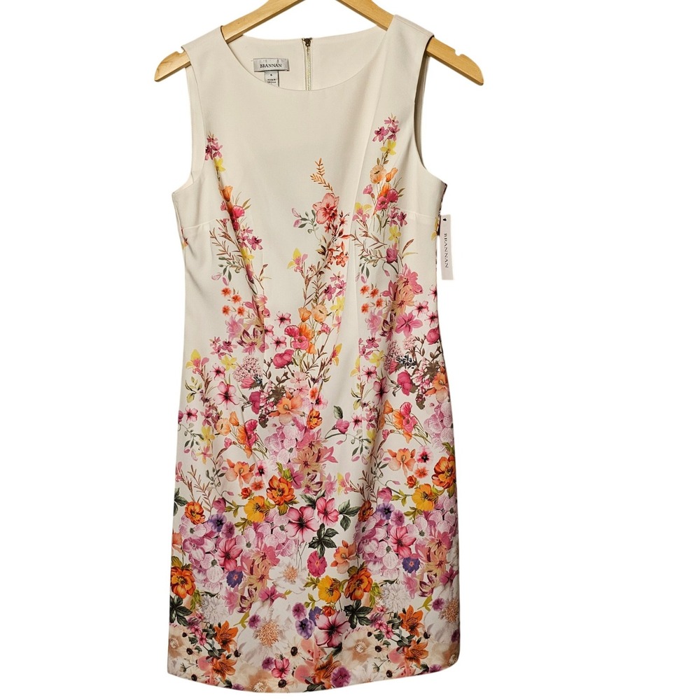 Brannan Floral Sleeveless Sheath Dress White Pink Orange Size 6 
New NWT